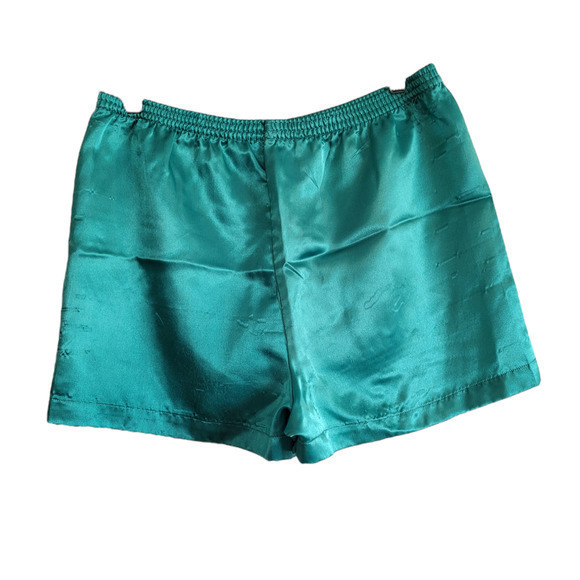 Vintage Private Touch Teal Green Blue Silky Shimmery Short Set Pajamas Sleepwear - Picture 6 of 12